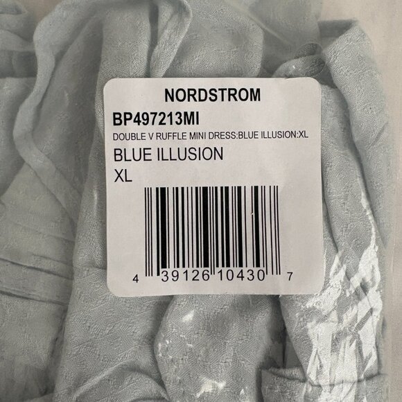 BP Women's Ruffle Trim Blue Illusion Ruffles V Neck Mini Dress Size XL NWT - Picture 4 of 4